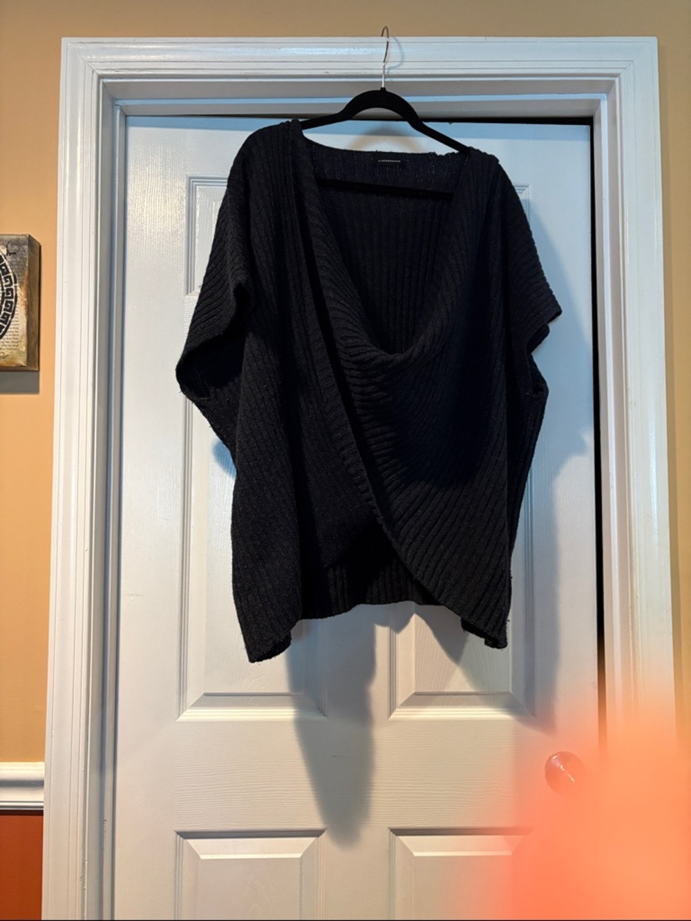 Anthropologie Black Draped Ribbed cowlneck Sweater